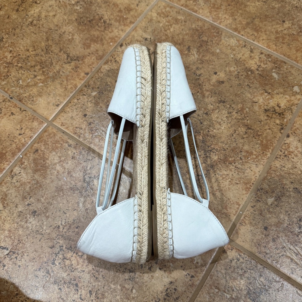 Eileen Fisher Lee Whitewash Leather Espadrille Flats Elastic Straps White Sz 10 - Picture 6 of 8